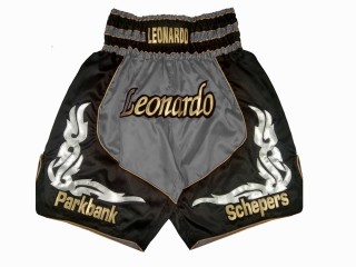 Shorts Boxe Anglaise Personnalisé : KNBSH-024-Grey-Noir